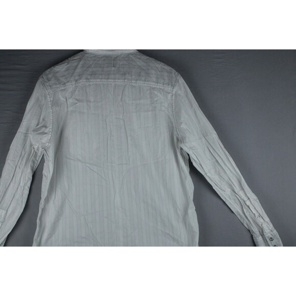 INC Pearl Snap Western Shirt Mens Large Striped White Long Sleeve Roll Up Sleeve - Picture 13 of 15